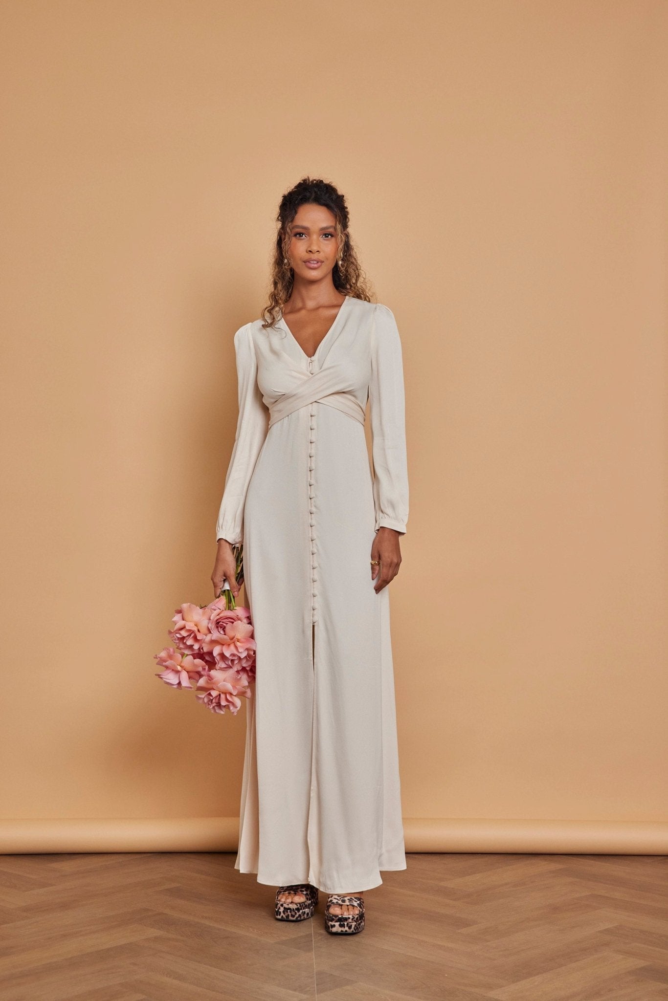 sachin and babi light blue dress Champagne Satin Homecoming Dress Long Sleeve Party Dress,WD115 – winkbridal main image 0
