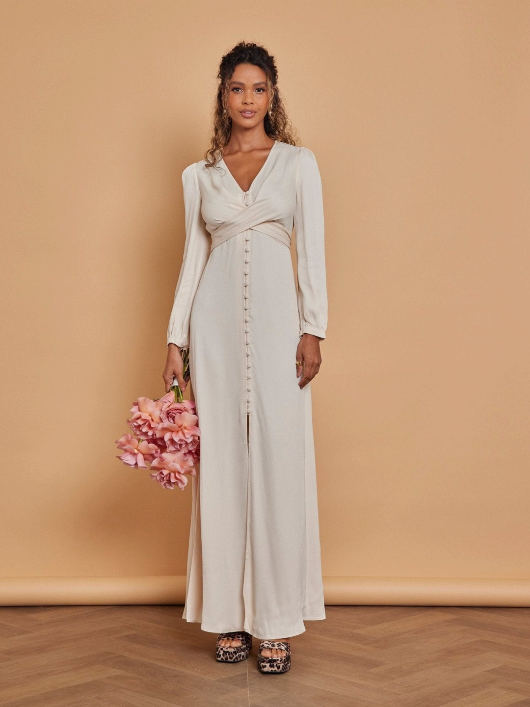 Kitty Satin V Neck Bridesmaid Dress