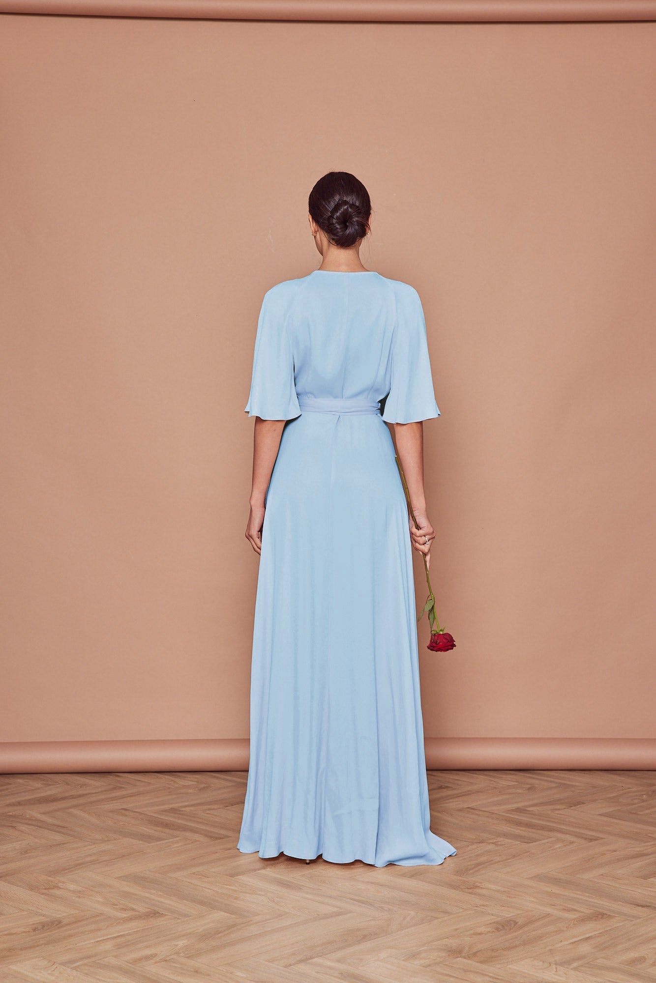 Margot Satin Wrap Bridesmaid Dress - Cornflower Blue - Maids to Measure