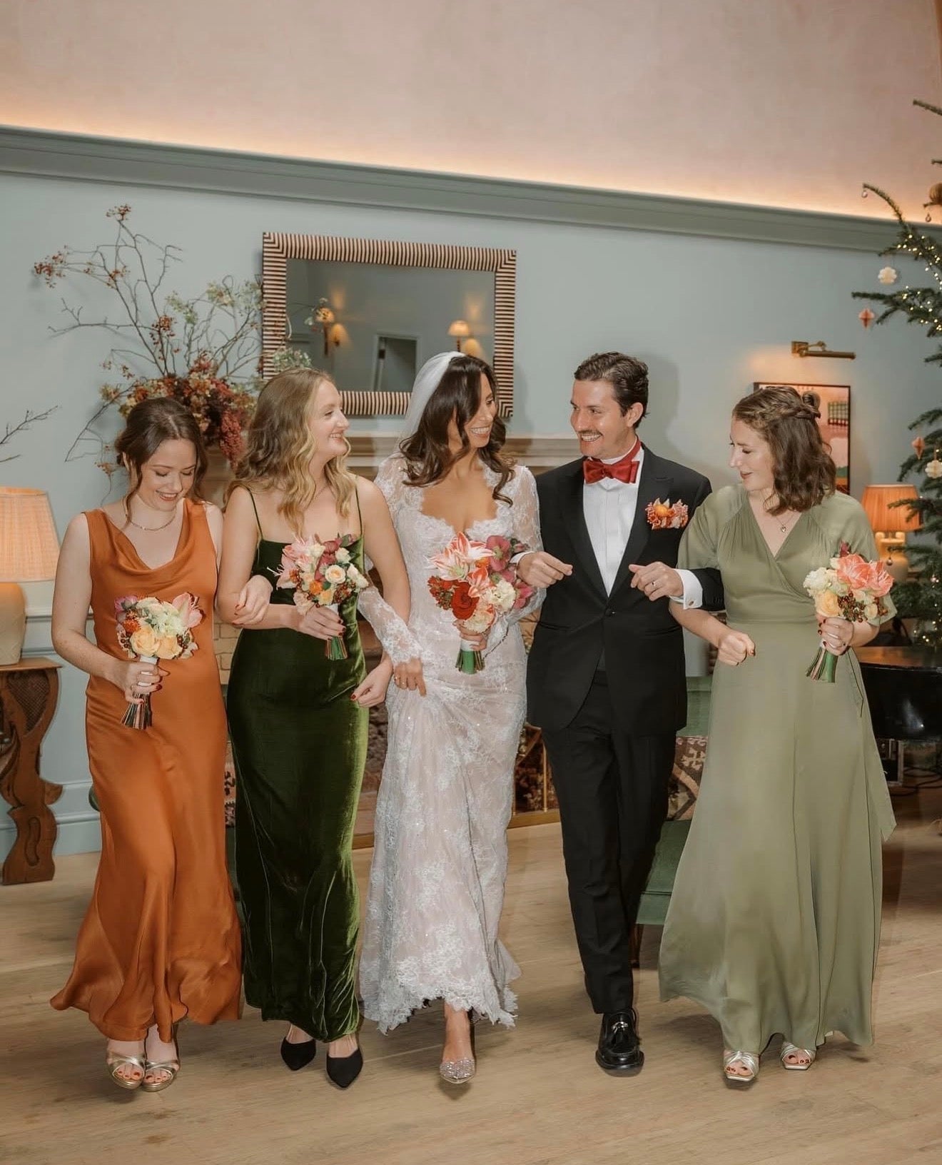 Margot Satin Wrap Bridesmaids Dress Olive Green