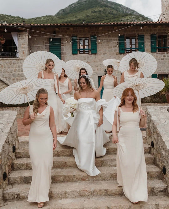 Pandy Satin Cowl Bridesmaid Dress - Champagne Ivory - Maids to Measure