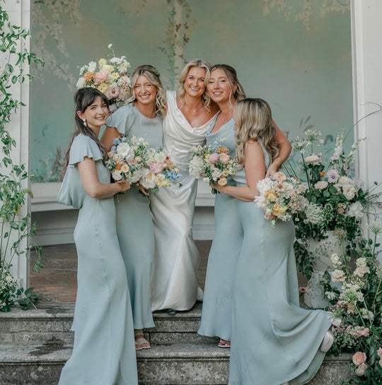 Pandy Satin Cowl Bridesmaid Dress - Duck Egg Blue - Maids to Measure