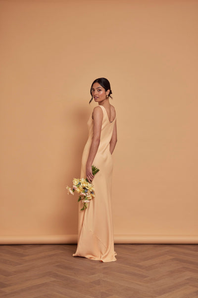 Pandy Satin Cowl Bridesmaid Dress - Peach - Maids to Measure