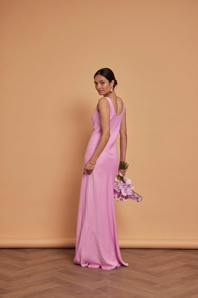 Pandy Satin Cowl Dress - Orchid Pink - Maids to Measure