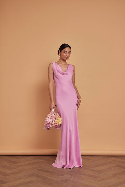 Pandy Satin Cowl Dress - Orchid Pink - Maids to Measure