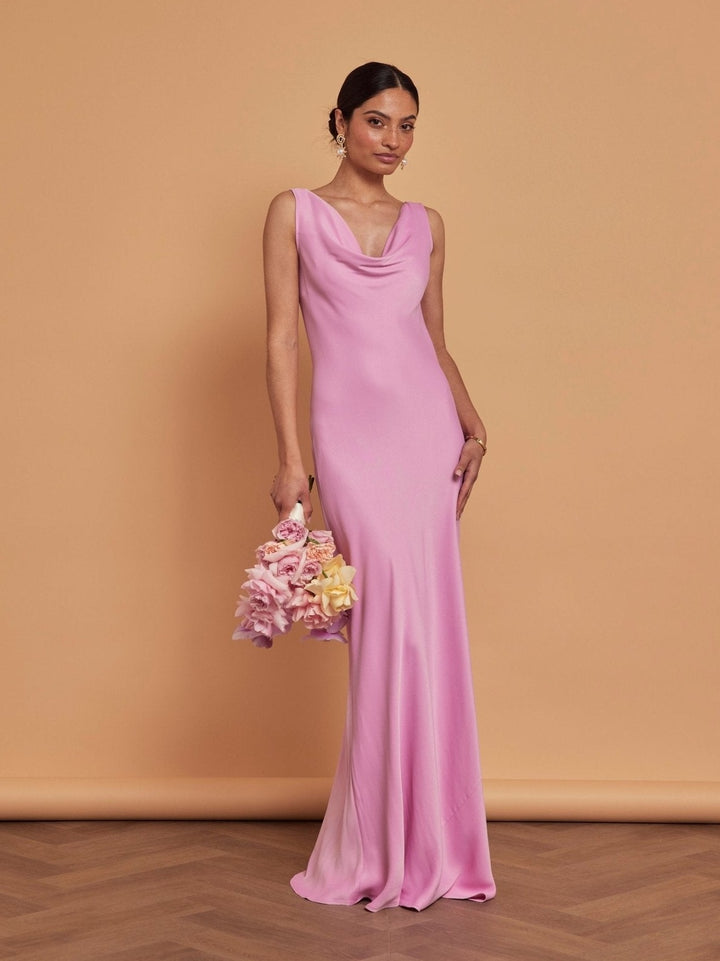 Pandy Satin Cowl Bridesmaid Dress