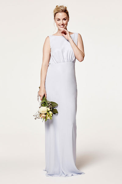 Regent Cowl Back Chiffon Dress - Cloud Blue - Maids to Measure