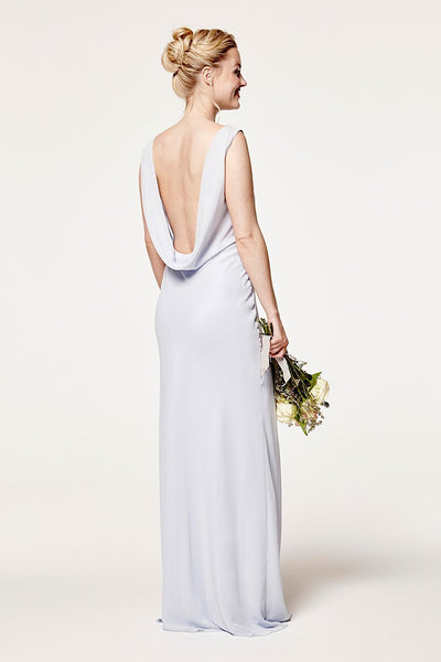 Regent Cowl Back Chiffon Dress - Cloud Blue - Maids to Measure