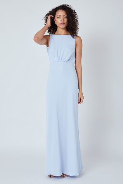 Regent Cowl Back Chiffon Dress - Cloud Blue - Maids to Measure