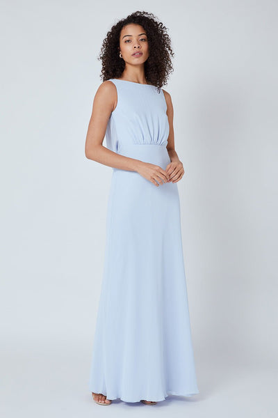 Regent Cowl Back Chiffon Dress - Cloud Blue - Maids to Measure