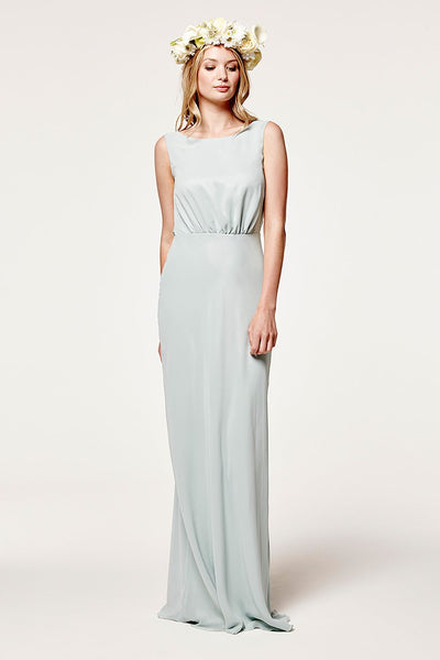 Regent Cowl Back Chiffon Dress - Misty Green - Maids to Measure