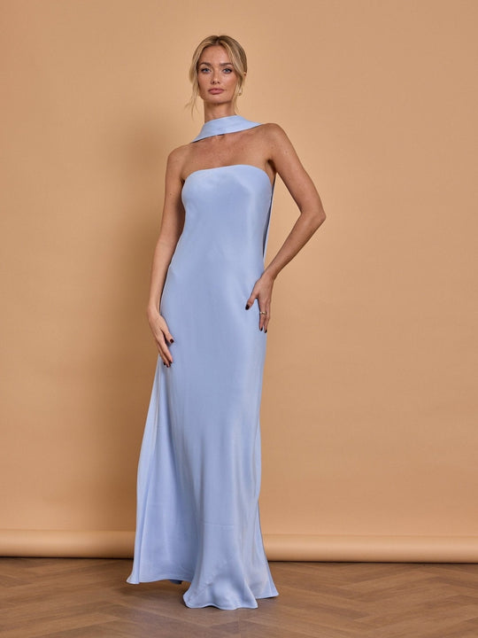 Suki Satin Bridesmaid Dress - Cornflower Blue - 14 / Cornflower Blue