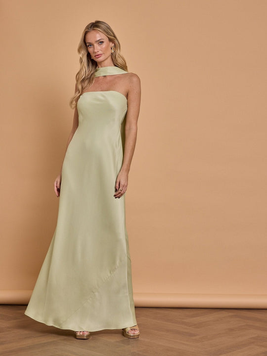 Suki Satin Bridesmaid Dress - Sage Green - 14 / Sage Green