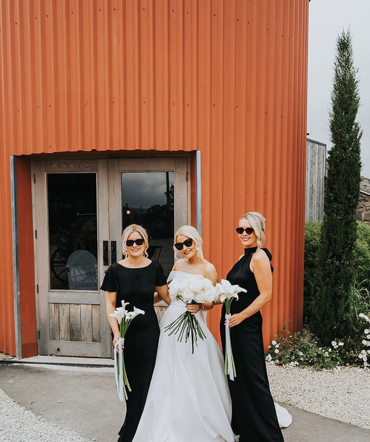 Tilly Satin High Neck Bridesmaid Dress - Black - Maids to Measure