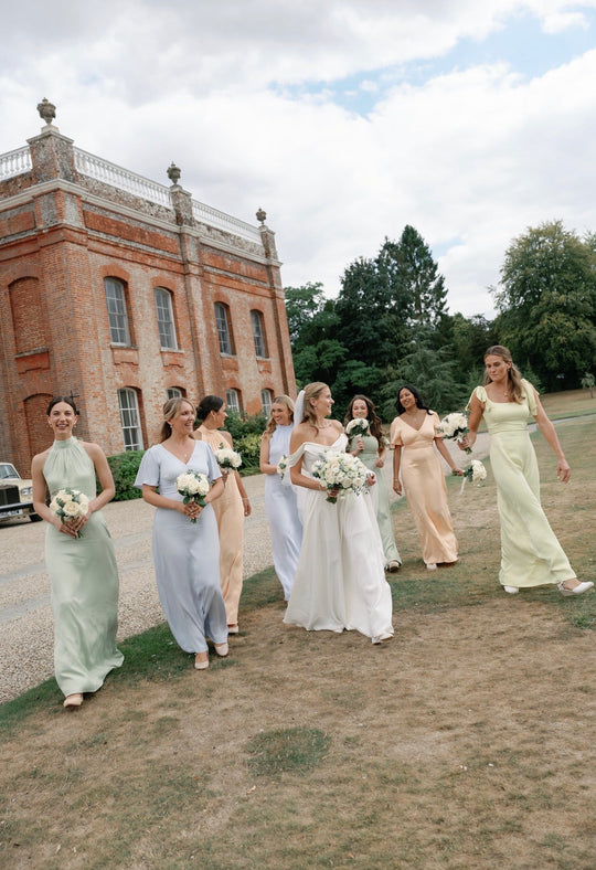 Tilly Satin High Neck Bridesmaid Dress - Sage Green - Maids to Measure