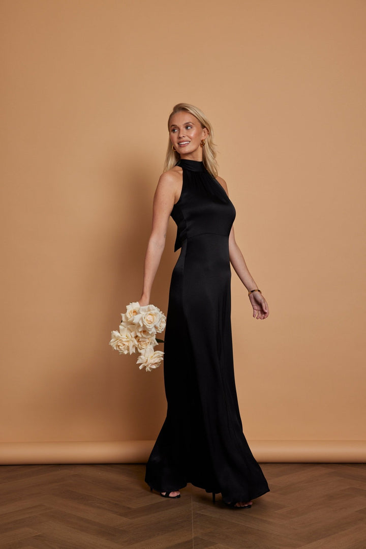 Tilly Satin High Neck Bridesmaid Dress - Black, 6 / Black Tilly Satin High Neck Bridesmaid Dress - Black, 6 / Black