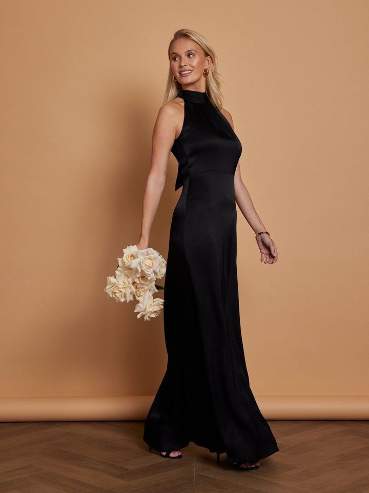 Tilly Satin High Neck Bridesmaid Dress