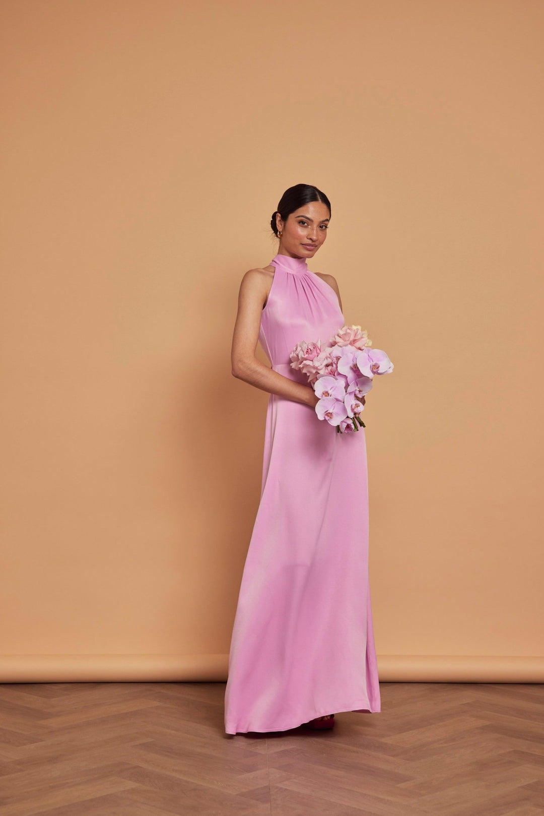 Tilly Satin High Neck Bridesmaid Dress - Orchid Pink, 6 / Orchid Pink Tilly Satin High Neck Bridesmaid Dress - Orchid Pink, 6 / Orchid Pink