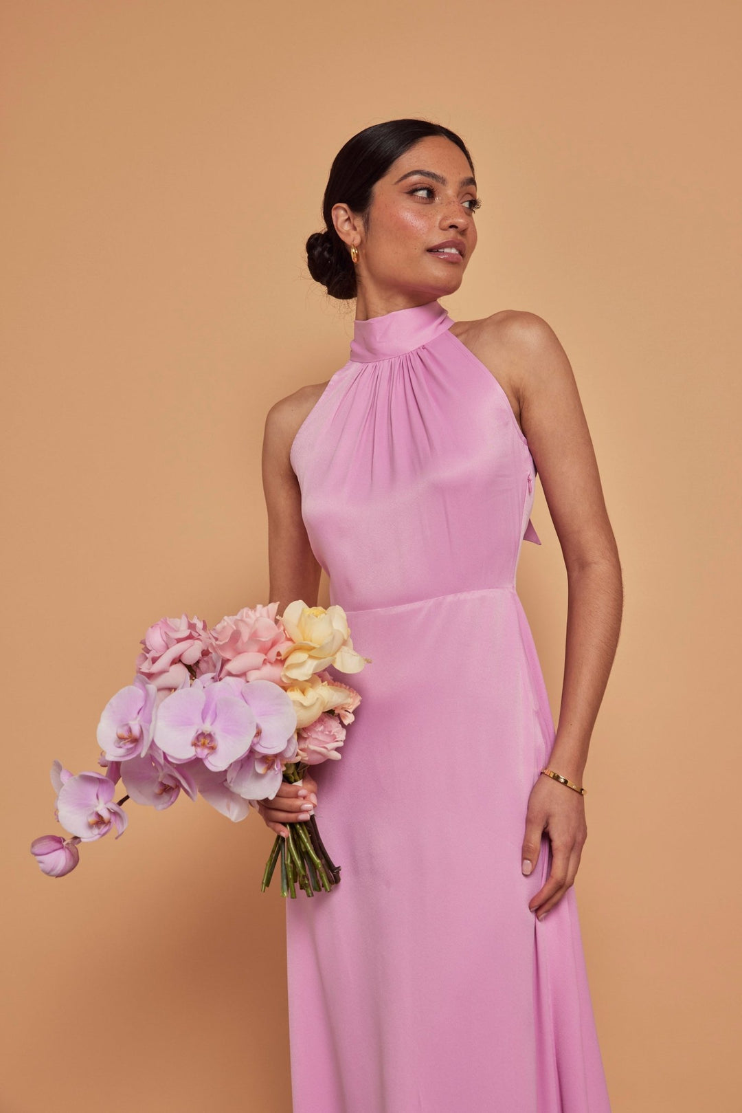 open lace back dress Jasmine Halter Maxi Dress, in Light Pink Luxe Satin, Size: Xs | Show Me Your Mumu main image 0