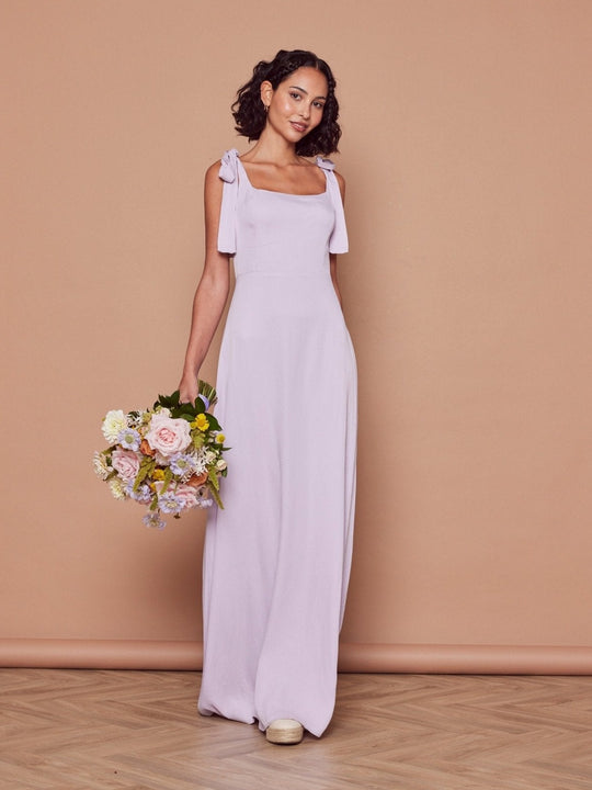 Allegra Satin Tie Shoulder Bridesmaid Dress - Lilac - 8 / Lilac