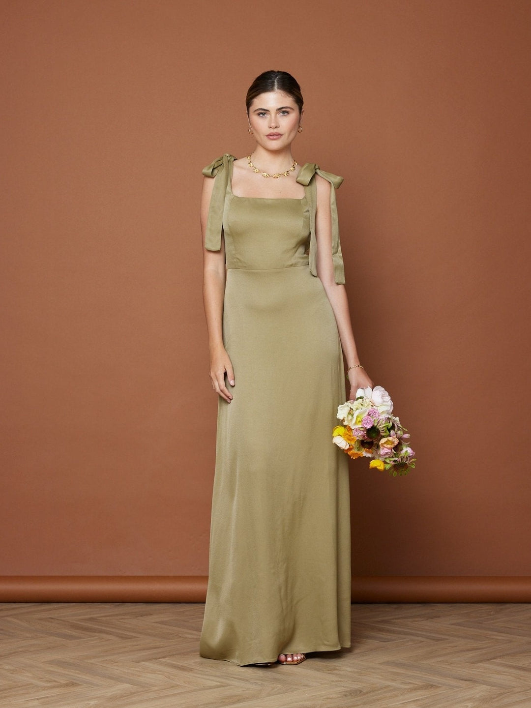 green tie shoulder dress Green Gingham Smocked Shoulder Tie Midi Dress