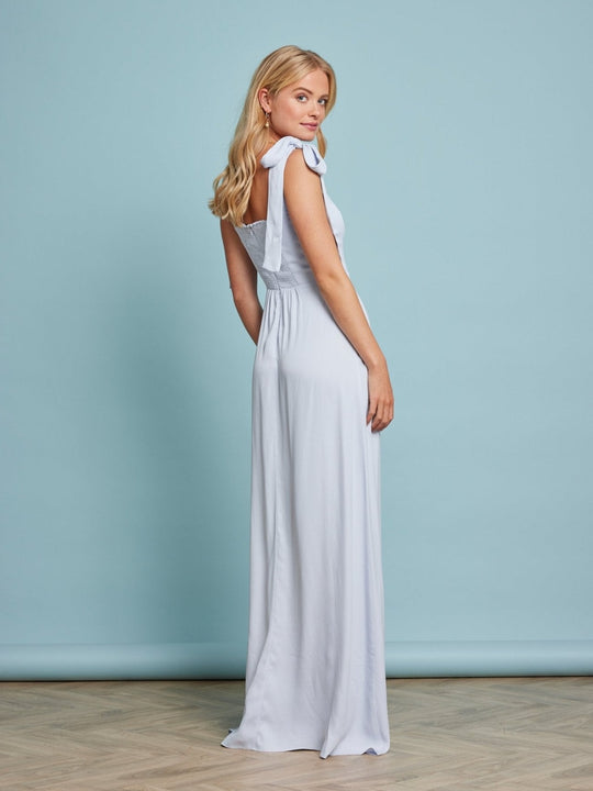 Allegra Satin Tie Shoulder Dress - Pale Blue NEW! - Maids to Measure
