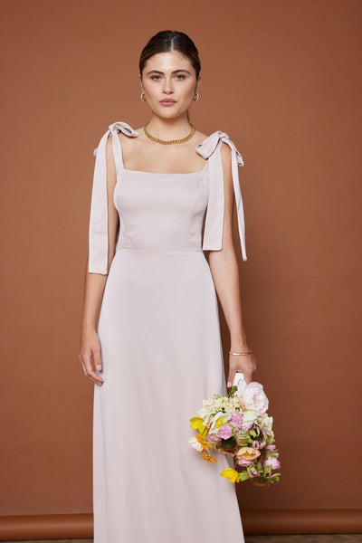 Allegra Satin Tie Shoulder Dress - Pale Pink NEW! - Maids to Measure