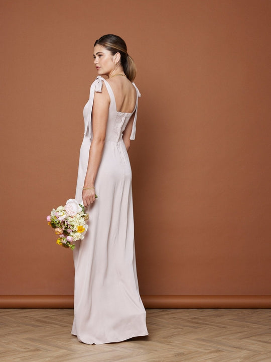 Allegra Satin Tie Shoulder Dress - Pale Pink NEW! - Maids to Measure