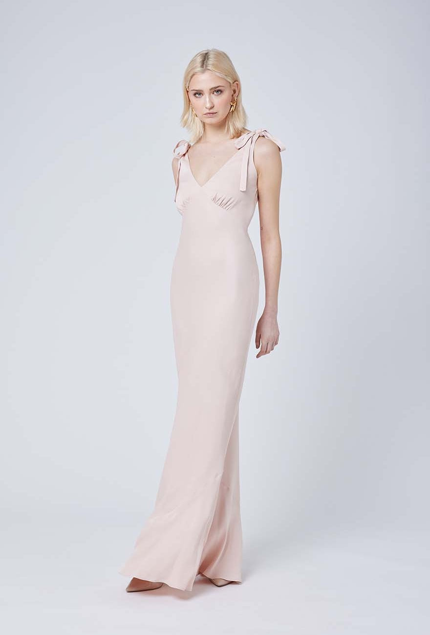 Celeste Satin V Back Dress