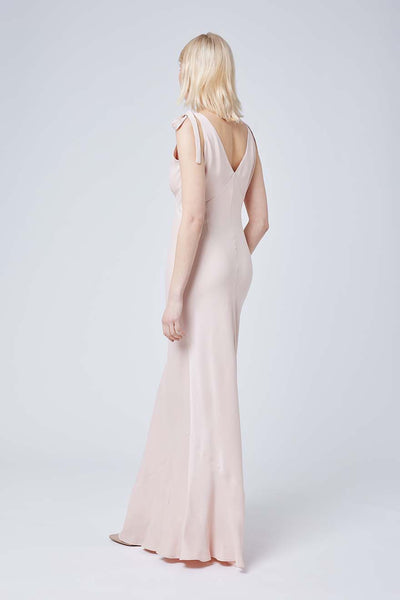 Celeste Satin V Back Dress - Blush Pink - Maids to Measure