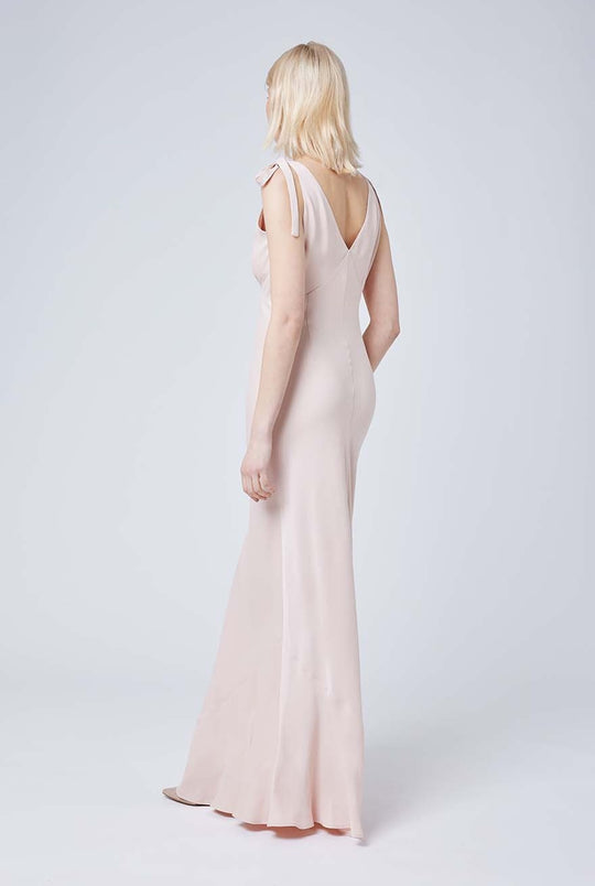 Celeste Satin V Back Dress - Blush Pink - Maids to Measure