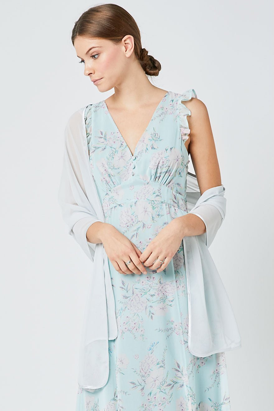 slim fit dress slacks 1930's Pale Dove Grey Silk Chiffon Puff Sleeve Dress – Eveliina Vintage main image 0