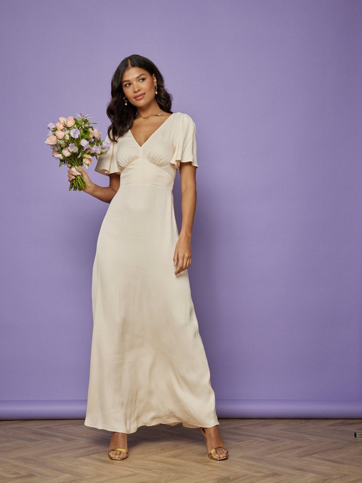 Cleo Satin Champagne Bridesmaid Dress | Maids to Measure UK