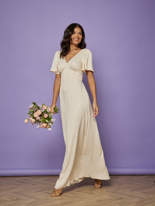 Cleo Satin Bridesmaid Dress - Champagne Ivory - 20 / Champagne Ivory