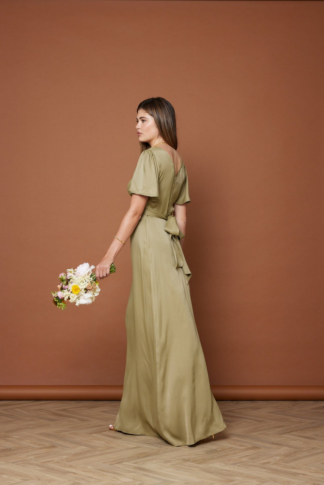Cleo Olive Green Wrap Bridesmaid Dress | Maids to Measure UK Cleo Olive Green Wrap Bridesmaid Dress | Maids to Measure UK