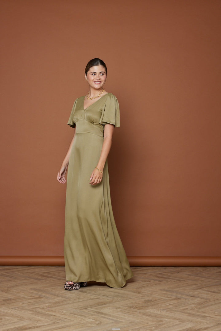 Cleo Olive Green Wrap Bridesmaid Dress | Maids to Measure UK Cleo Olive Green Wrap Bridesmaid Dress | Maids to Measure UK