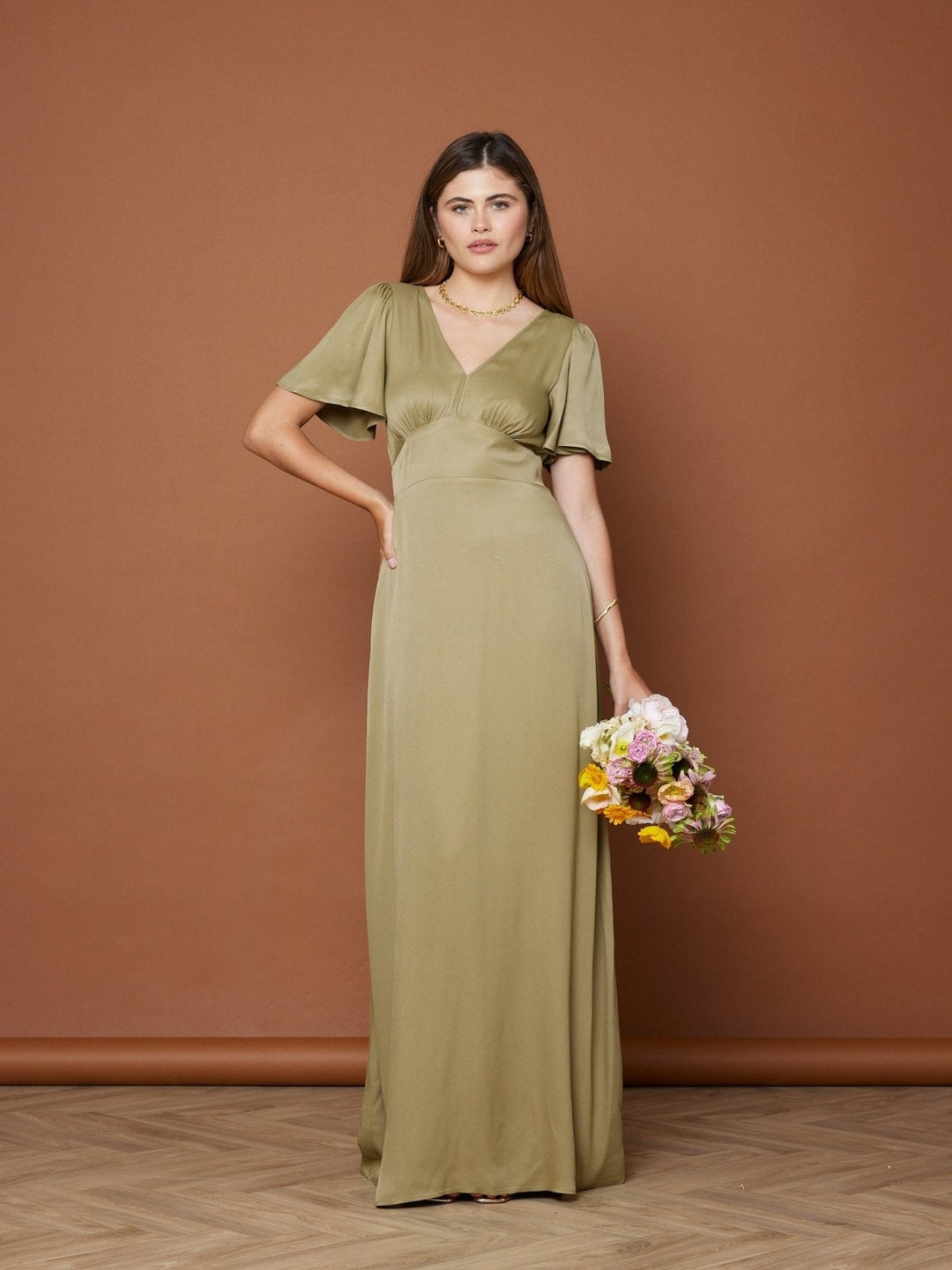 olive green satin bridesmaid dresses uk Olive Green Bow Bridesmaid Dresses