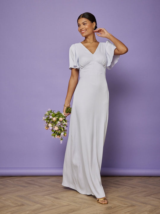 Cleo Satin Bridesmaid Dress - Pale blue - 14 / Pale Blue