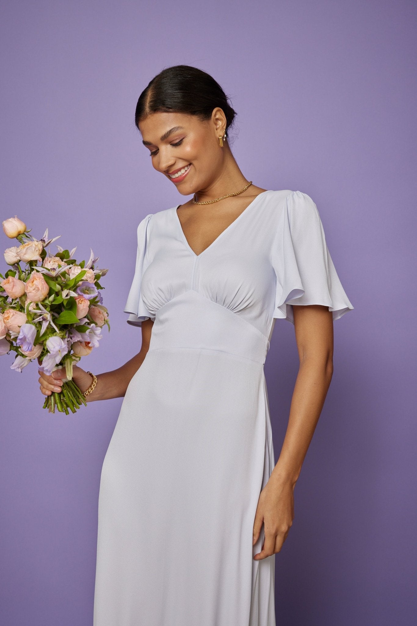 Cleo Satin Dress - Pale blue NEW! - Maids to Measure