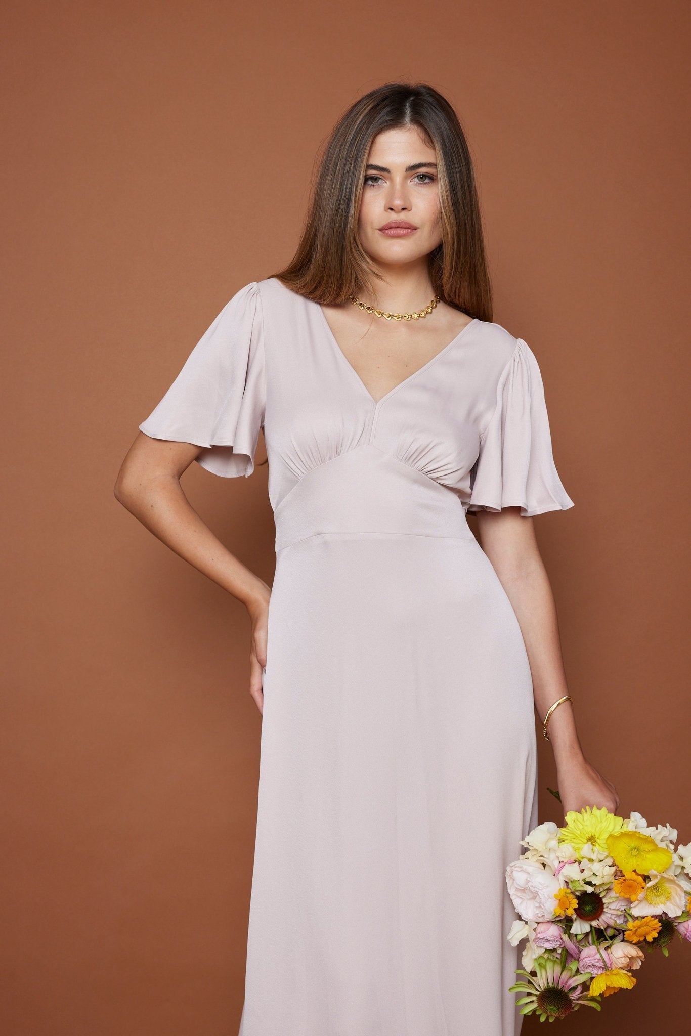 Cleo Satin Dress - Pale Pink NEW! - Maids to Measure