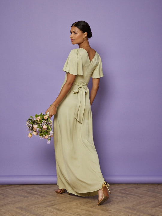 Cleo Satin Dress - Sage Green NEW - Maids to Measure