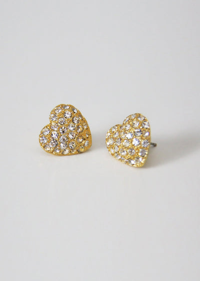 Crystal Encrusted Heart Studs - Maids to Measure