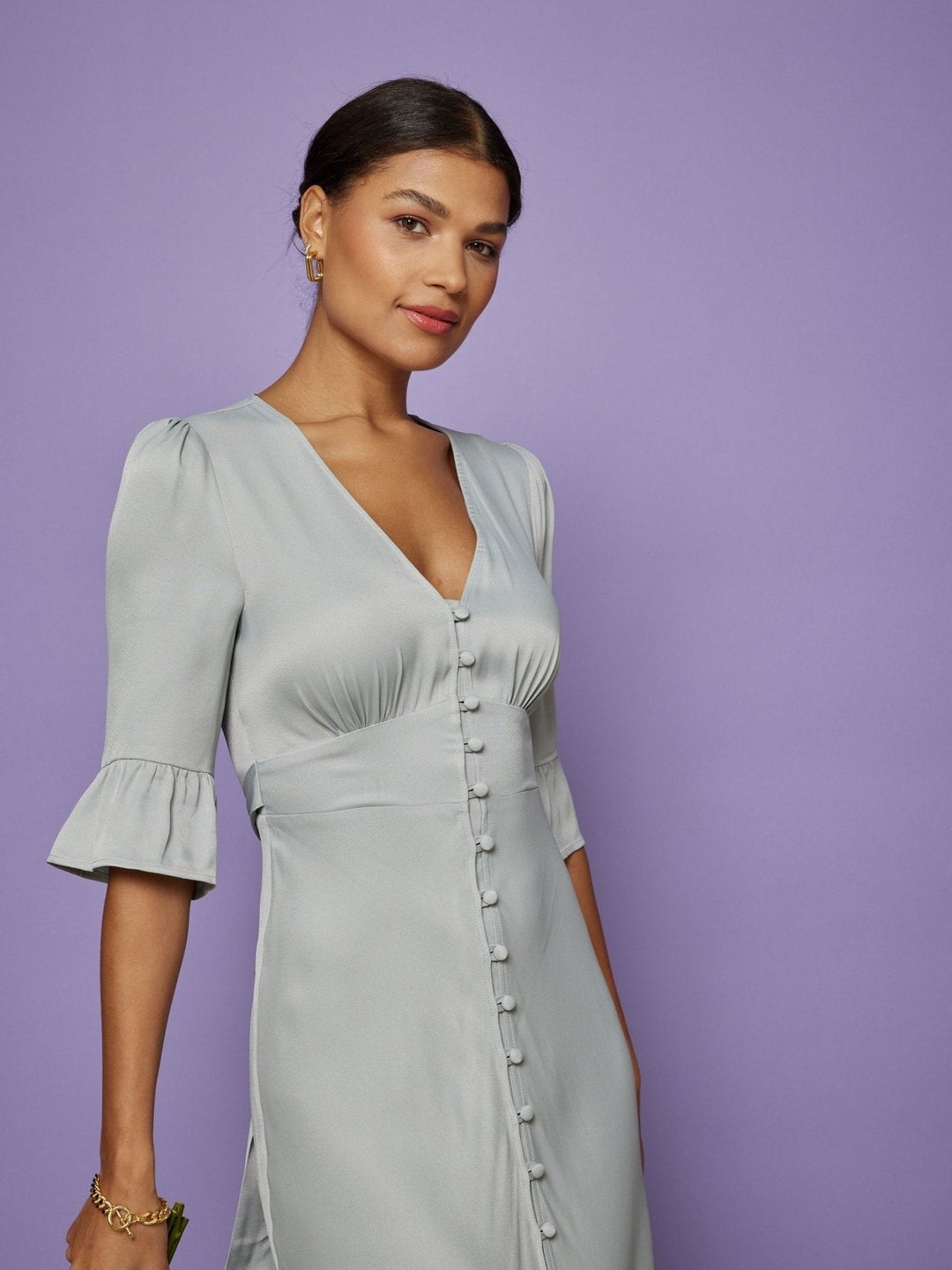 Our Daphne Duck Egg Satin Bridesmaid Dress
