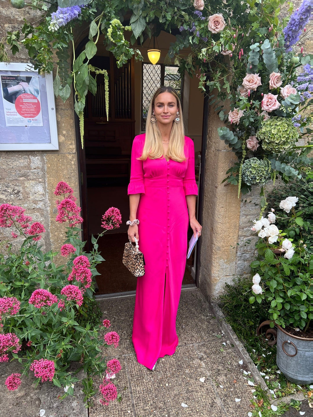 hot pink daphne dress Daphne Hot Pink V Neck Bridesmaid Dress