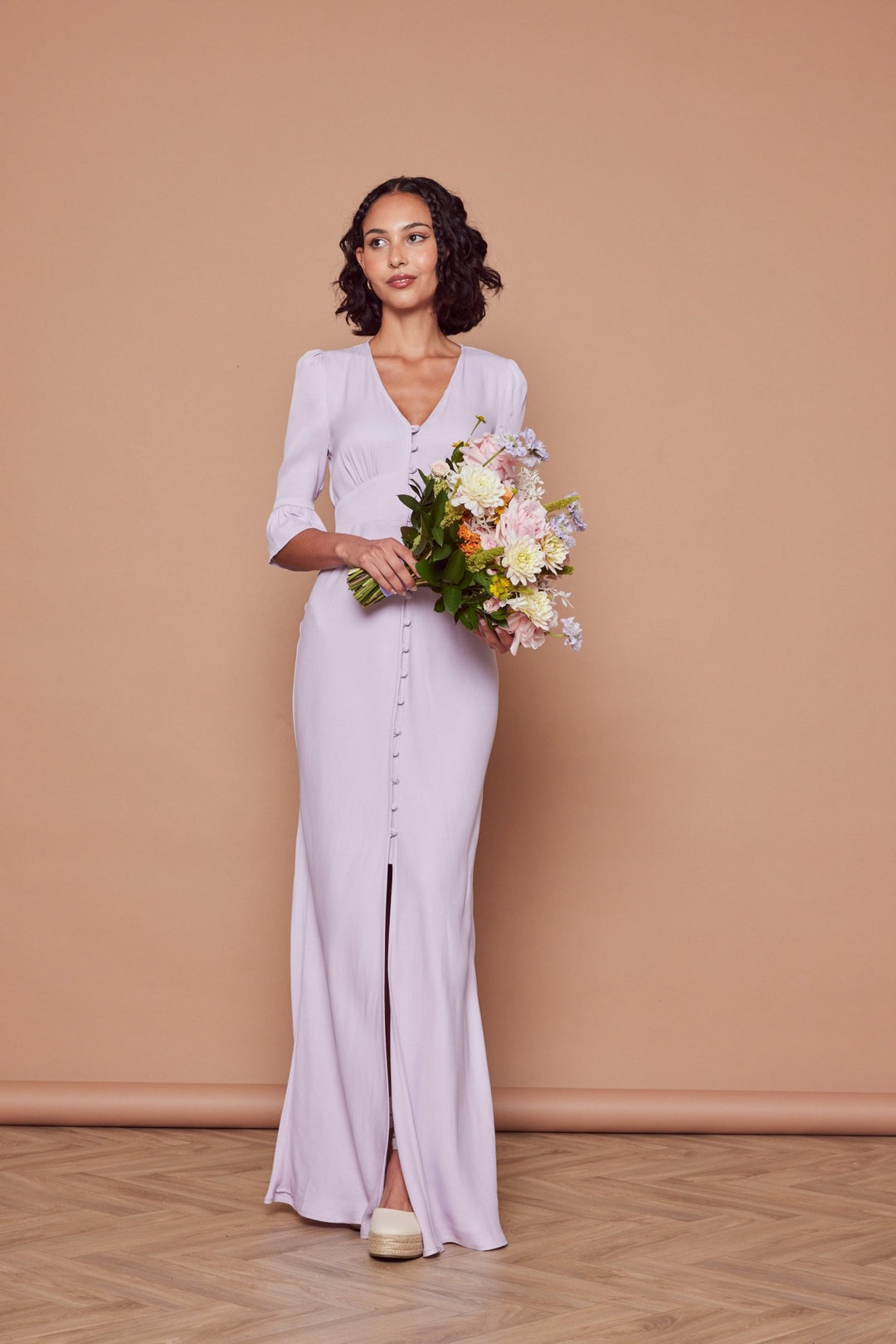 Our Daphne Lilac Satin Bridesmaid Dress Maids to Measure UK