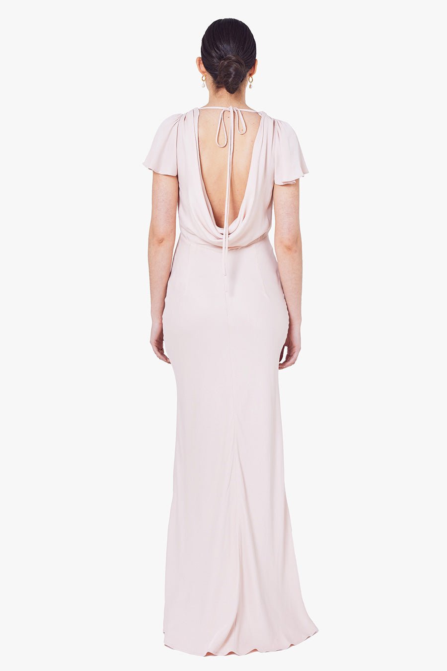 Eadie Satin Cowl Back Dress - Blush Pink - Maids to Measure