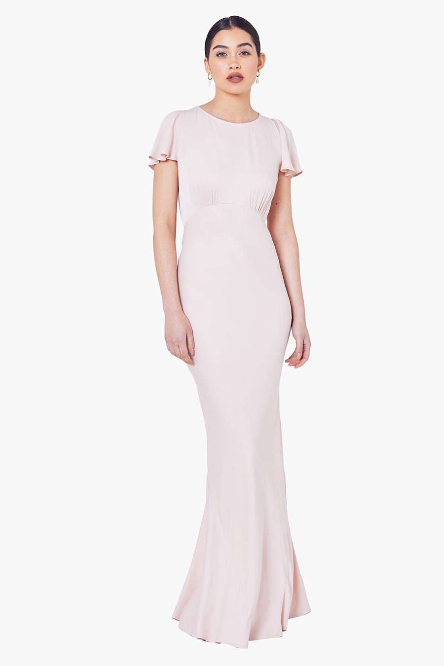 Eadie Satin Cowl Back Dress - Blush Pink - Maids to Measure