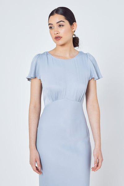 Eadie Satin Cowl Back Dress - Duck Egg Blue - Maids to Measure