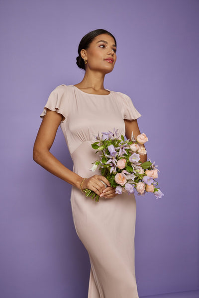 Eadie Satin Cowl Back Dress - Pale Pink - Maids to Measure