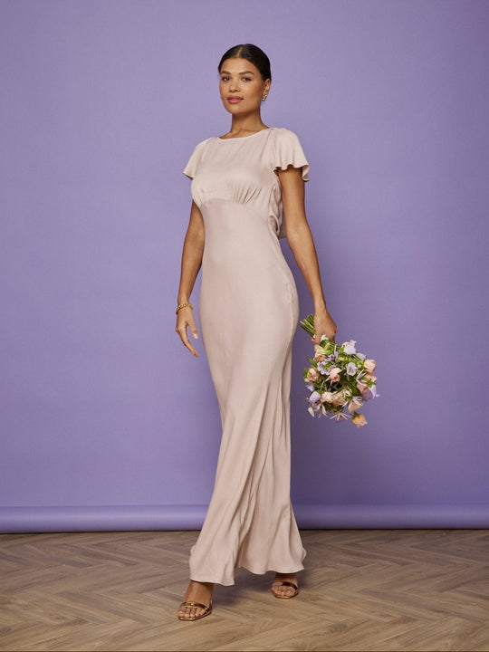 Eadie Satin Cowl Back Dress - Pale Pink - Maids to Measure